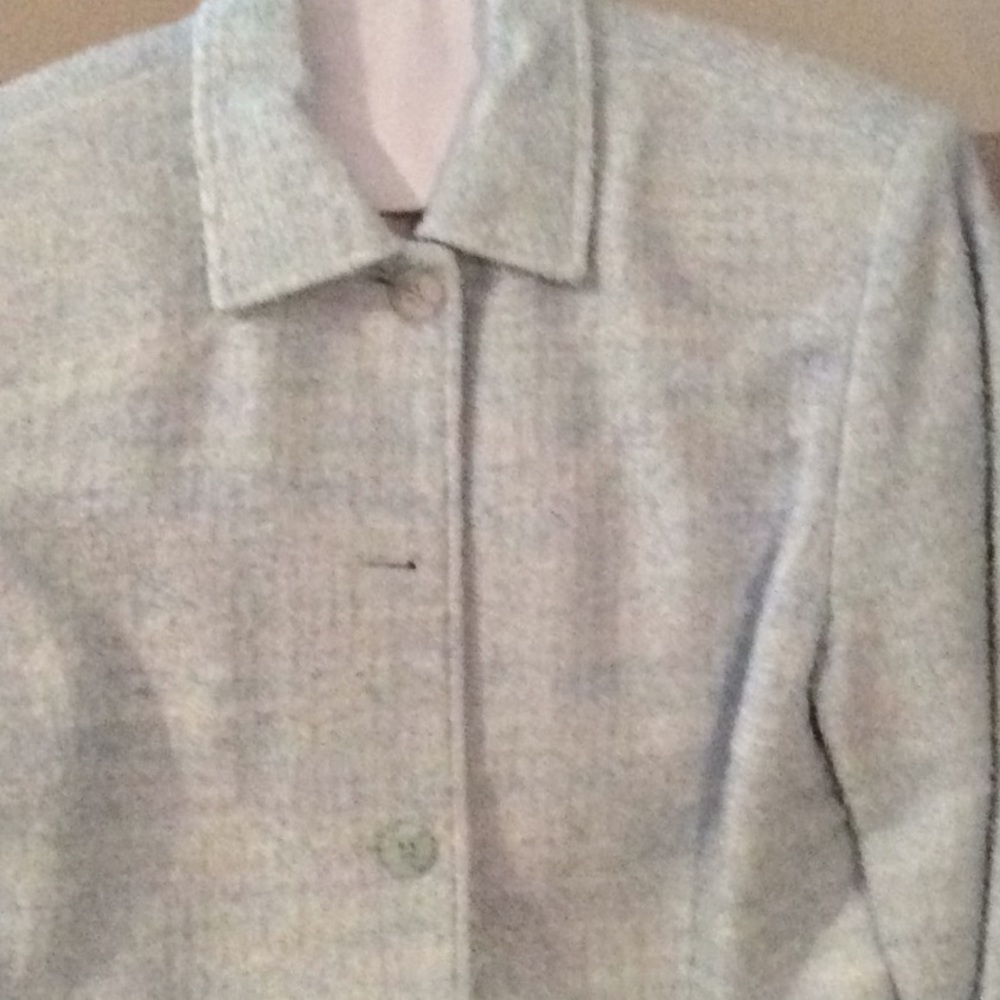 Blue white jacket Blazer size 14 sag harbor Blazer Coat Crop Boucle - Picture 3 of 5